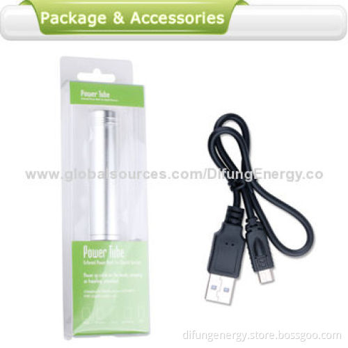 Promotional Lipstick Power Tube for Mobile Phones, with Aluminum Shell